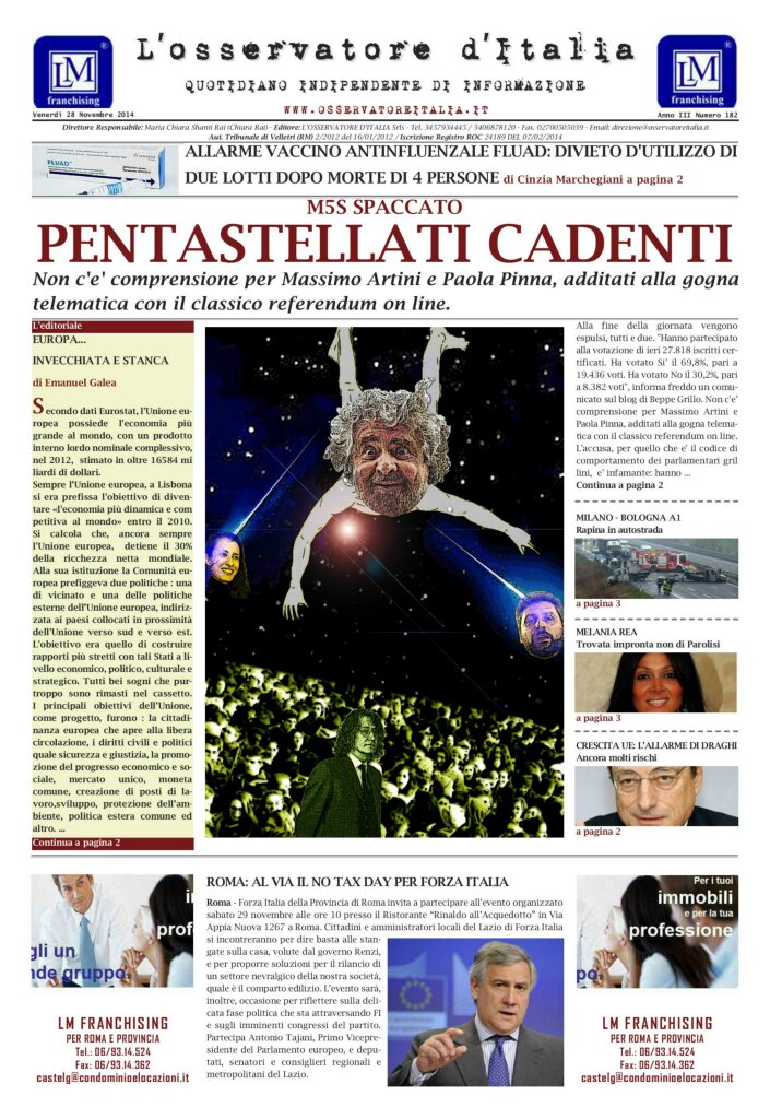 L'osservatore d'Italia edizione del 28 Novembre 2014